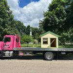 Playhouse donated by Central Valley High School to be raffled off at Garrison Days 2024. Transported by Steckman Memorials and Tow-Tegrity